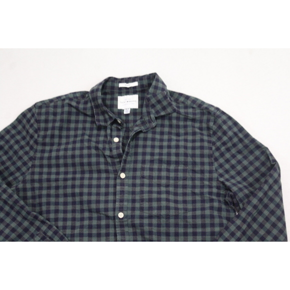 Lucky Brand Men Green Blue Plaid Button Down Shirt Slim Fit Size Medium - Picture 5 of 10